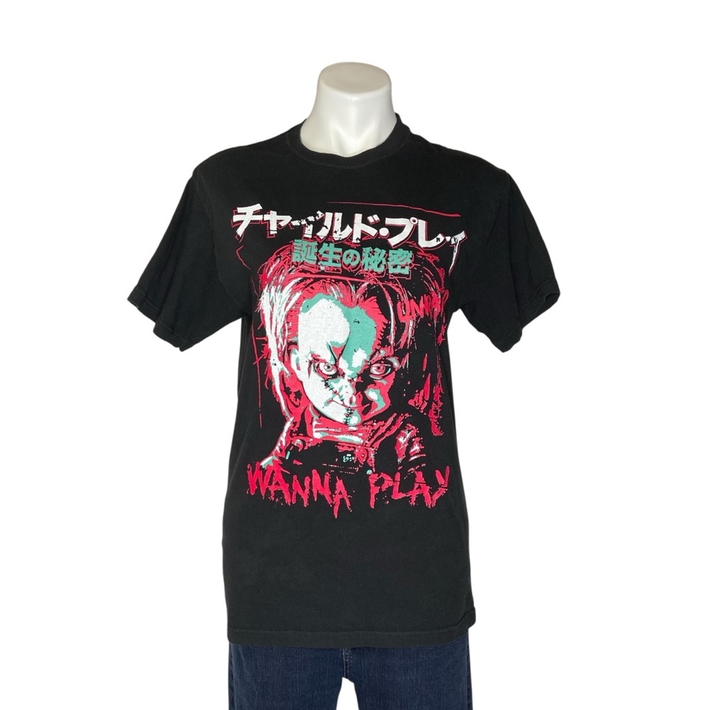 Chucky Graphic Horror Halloween Short Sleeve Crew Neck Tshirt Black Medium